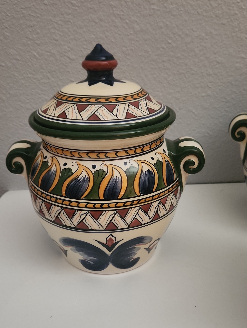 Derurta  Italian Hand Painted 9" Lidded Canister